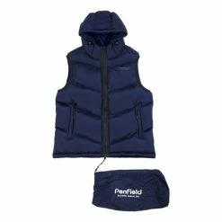 Penfield Blue Script Angled Quilt Ripstop Hooded Puffer Gilet -Penfield Shop unnamed file 1004