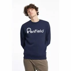 Penfield Blue Bear Chest Print Crew Sweatshirt