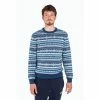 Penfield Blue Geo Jacquard Knit Crew Jumper
