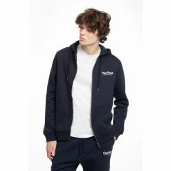 Penfield Blue Hudson Script Zip Thru Hooded Sweatshirt