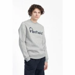 Penfield Grey Bear Chest Print Crew Sweatshirt