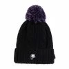 Penfield Black Cable Knit Striped Bobble Hat