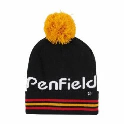 Penfield Black Intarsia Knit Striped Bobble Hat -Penfield Shop unnamed file 974
