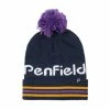 Penfield Blue Intarsia Knit Striped Bobble Hat