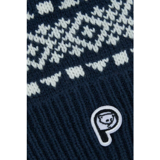 Penfield Blue Fairton Fairisle Pattern Bobble Hat 3 Penfield Blue Fairton Fairisle Pattern Bobble Hat - Image 3