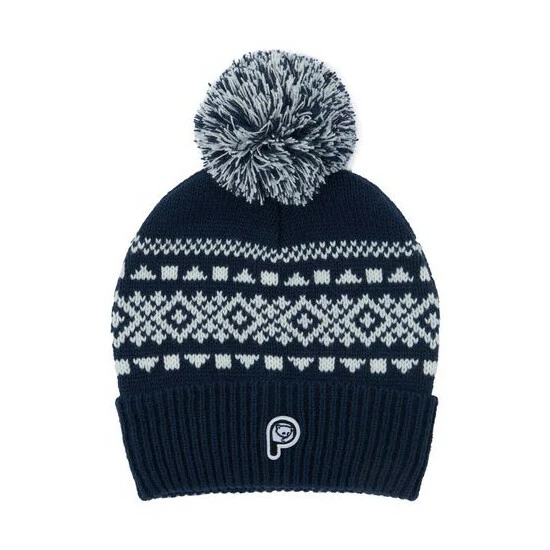 Penfield Blue Fairton Fairisle Pattern Bobble Hat 4 Penfield Blue Fairton Fairisle Pattern Bobble Hat - Image 4
